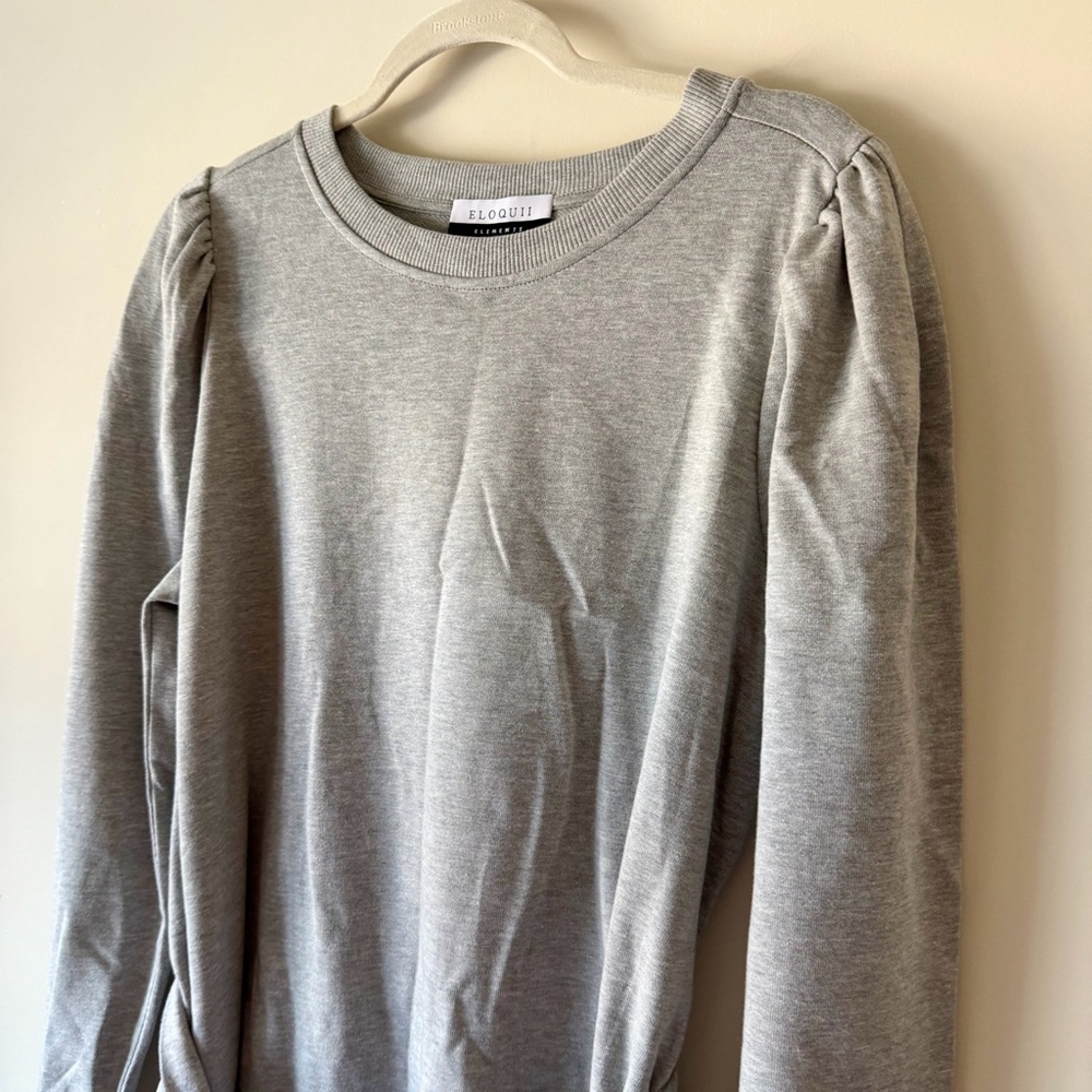 ELOQUII Elements Plus Size Puff Sleeve Sweatshirt Dress with Belt Size 14/16 NWT - Picture 2 of 7